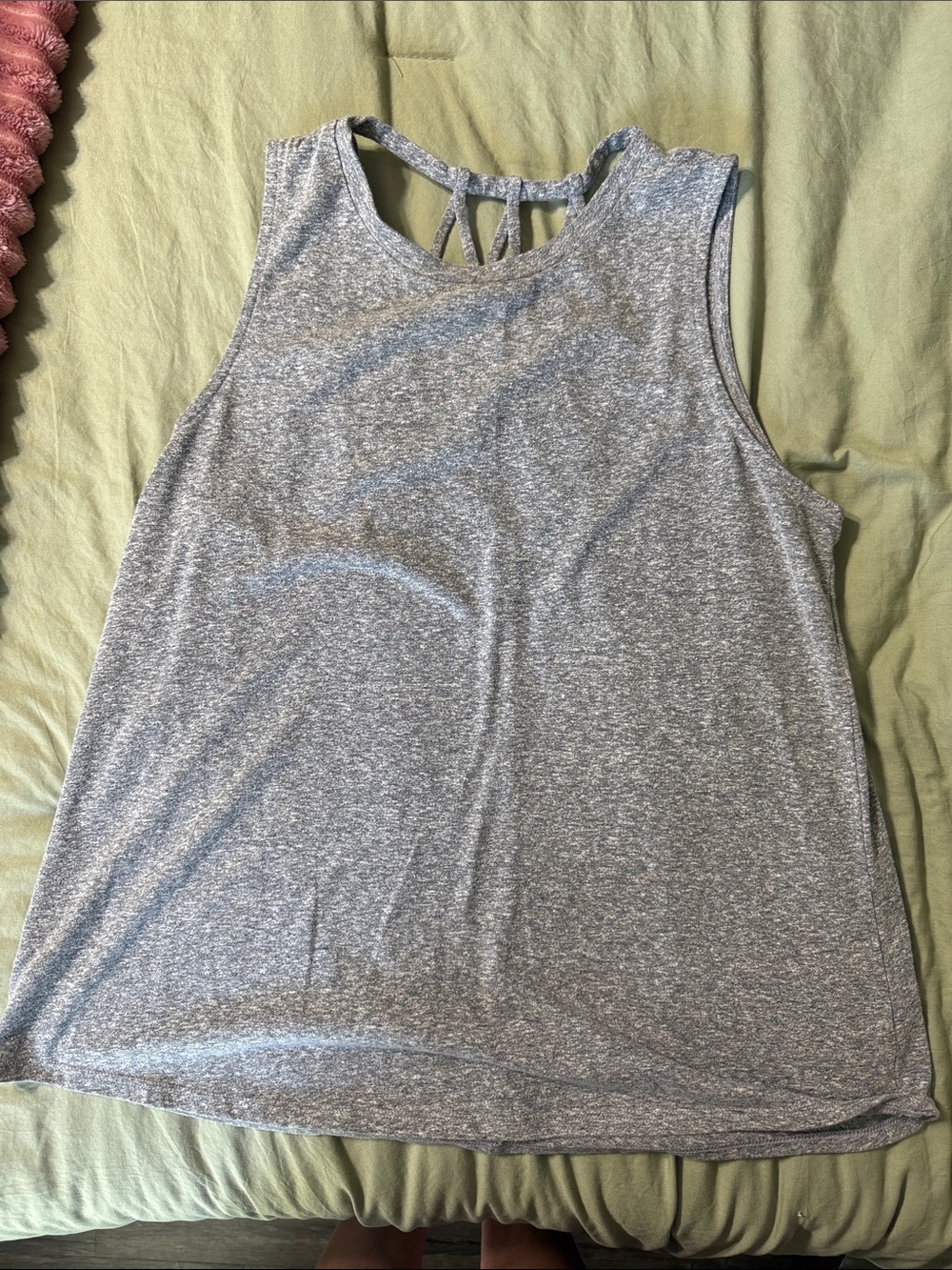 Gray Sleeveless Women's Tank Top with Back Tie Detail